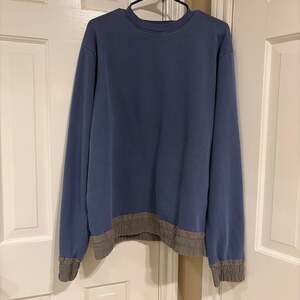 Feature All Things Good Blue Cotton Sweatshirt with Contrast Ripstop Trim